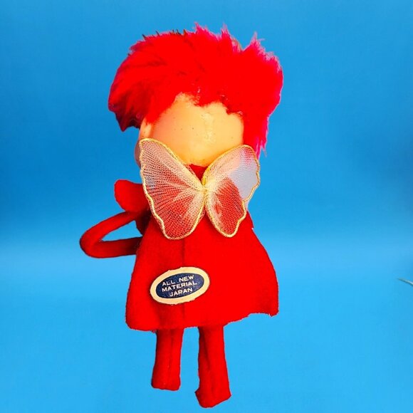 Vintage 1950s Red Hair Pixie Angel Japan Knee Hugger Felt Tulle Wings Ornament - Picture 3 of 8